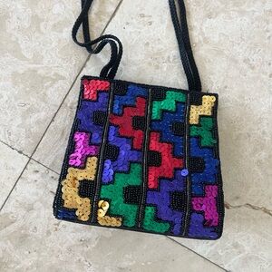 Vintage evening sequined crossbody